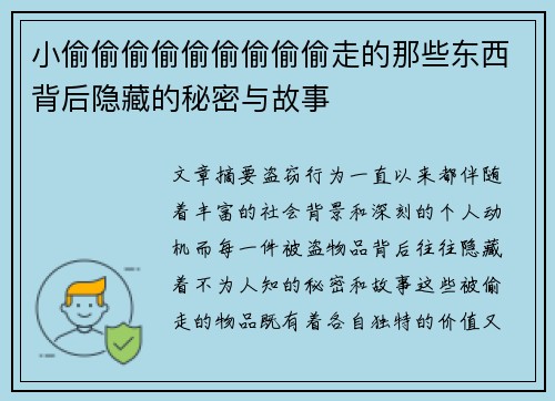 小偷偷偷偷偷偷偷偷偷走的那些东西背后隐藏的秘密与故事